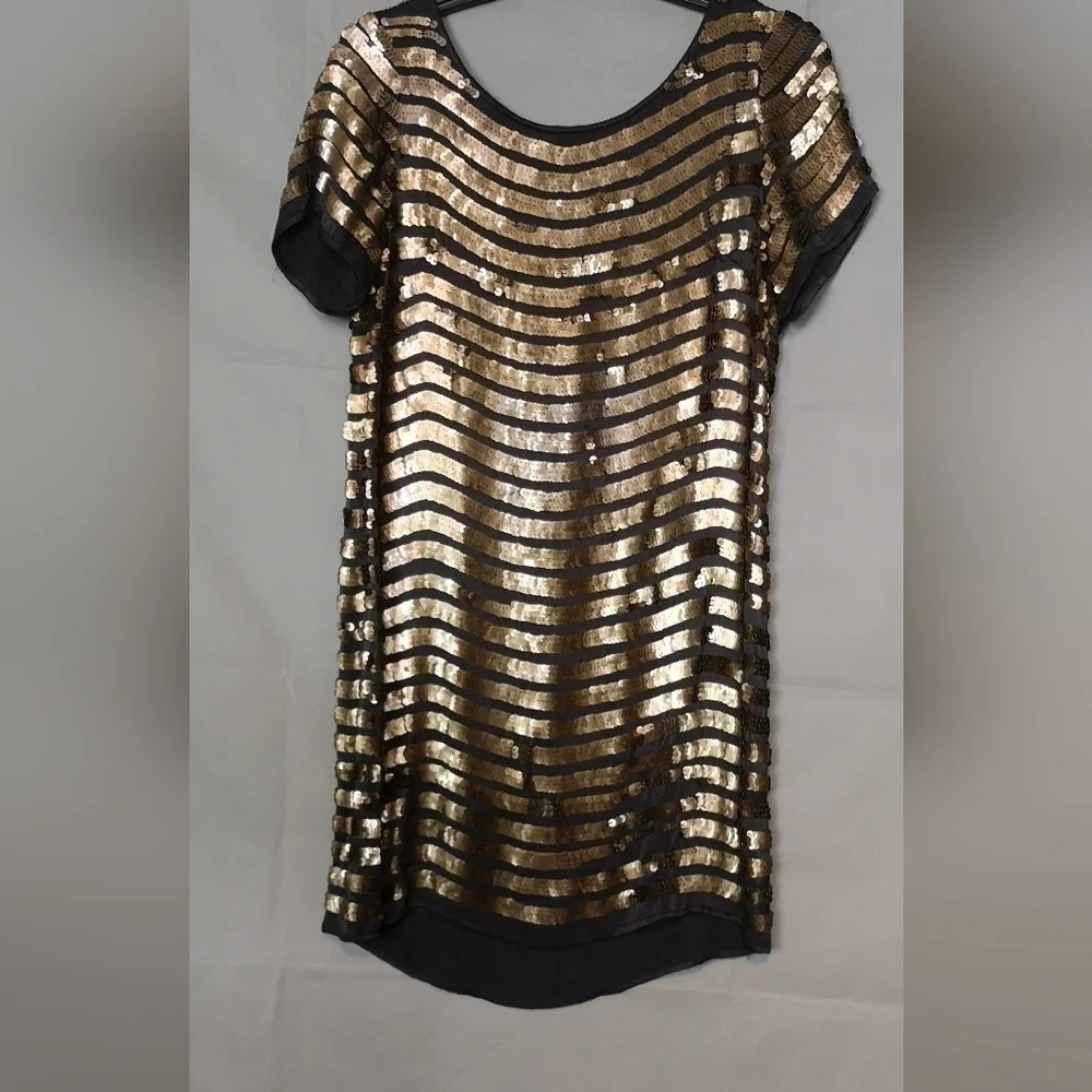 Vintage Sequins Striped  Pop Art Mini T-shirt Dress - Picture 5 of 5